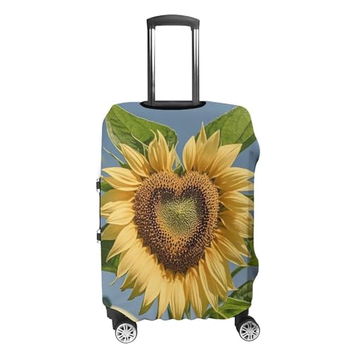 Heart Shaped Sunflower Printed Luggage Cover Protector, Fits 18-32 Inch Luggage4