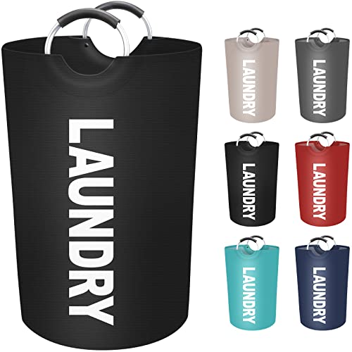 EpicTotes Cesta grande para la ropa sucia de 115 L, cesta de lavandería impermeable independiente, cesta plegable para ropa alta, fácil de transportar con asas de aluminio protegidas de espuma para