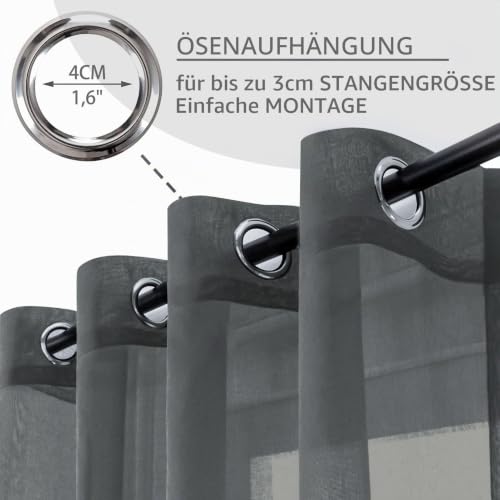 MRTREES Voile Gardinen Vorhang halbtransparent kurz mit Ösen in Leinenoptik Stores Gardinen Schals für Wohnzimmer Schlafzimmer Kinderzimmer… – Ansicht 3