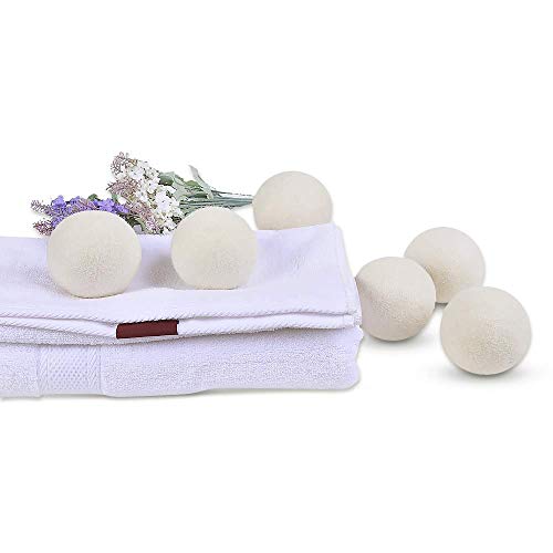 Image of Wool Dryer Balls 6-Pack XL Laundry Dryer Balls Reusable Natural Fabric Softener New Zealand Organic Wool Handmade Reduce Wrinkles & Shorten Drying Time by WANTELL (White, XL)