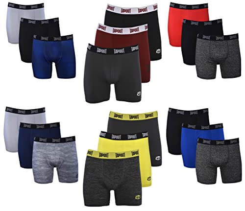 TAPOUT Mens Performance Boxer Briefs - 3-Pack Stretch Performance Training Underwear Breathable Athletic Fit No Fly