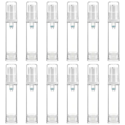 TIESOME 12 Stück Pumpflasche Klein Leer,10ml Vakuum Airless Pumpspender, 0,34 Oz Nachfüllbare Reise Kosmetikbehälter Für Cremes Lotionen Foundation Diy Hautpflege