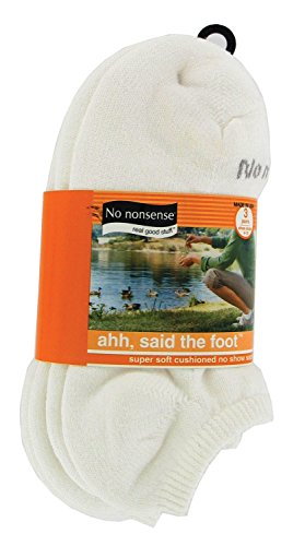 No Nonsense S4121C Women's White No Show Socks 3 Count