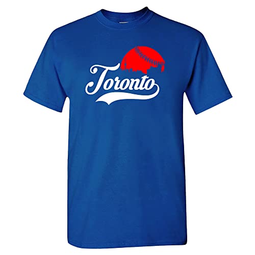 Toronto Baseball Skyline Men's Fan T-Shirt (Royal T-Shirt, XL)
