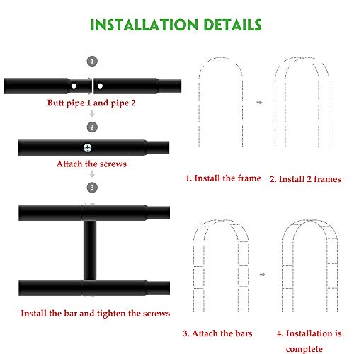 Arche de jardin en métal noir 2,0x2,3m avec cadre acier pour plantes