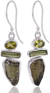 Moldavit, Peridot 925 Sterling Silber Ohrhänger Geschenk