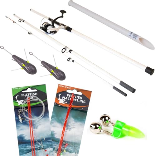 Fish Xpro Beach Set completo da pesca da spiaggia con mulinello - Mulino a vela - Supporto per canna da spiaggia - Piombo - Linea