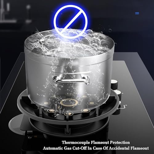 Image of Gas Cooker, Nine-chamber Fire Built-in Glass Gas Stove, Flip-top Cover Hob, with Flameout Protection, for Home Kitchen Camping Cooker, Easy To Clean(NG)