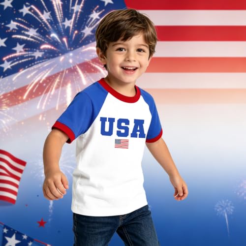 Image of 4th of July Shirts Toddler Boys Girls American Flag USA T-Shirt Kids Patriotic Tee Tops