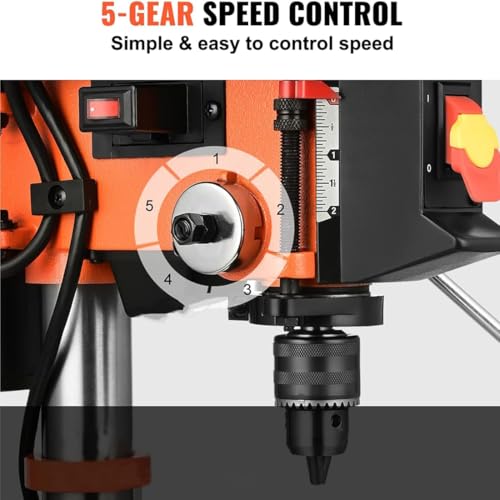 Image of VOLTZ VZ-DP13 1.6-Amp 8-Inch 5-Speed Cast Iron Bench Drill Machine Benchtop Drill Press For Wood Working With Led Light (350W), 0.51 Inches, Multicolor
