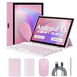 Android 15 Tablet 10 Inch, 18GB RAM+128GB ROM/2TB Expandable, 2 in 1 Tablets with Keyboard Case Mouse Stylus, 2.0GHz Quad-core Processor, 1280*800 IPS HD Screen, 5G WiFi6 BT 5.0, 8MP Camera Tableta PC