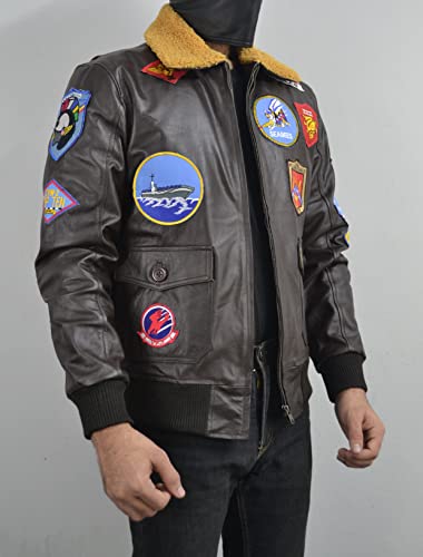 Top Jacket For Men - Tom Gun G1 Bomber Maverick Aviator Real Leather Fur Collar Flight Jacket - Cruise Brown Leather Jacket4