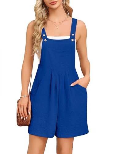 Askyes Womens Summer Jumpsuits Beach Bib Short Overalls Work Plus Size Rompers with Pockets 2026 Royal Blue 2XL