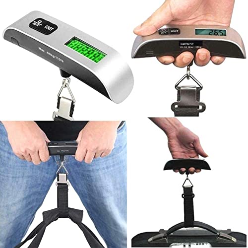 Qiaohome Cyfrowa waga wisząca LCD bagaż walizka bagaż waga z paskiem do elektronicznego narzędzia wagowego 50 kg / 49,9 kg, czarna
