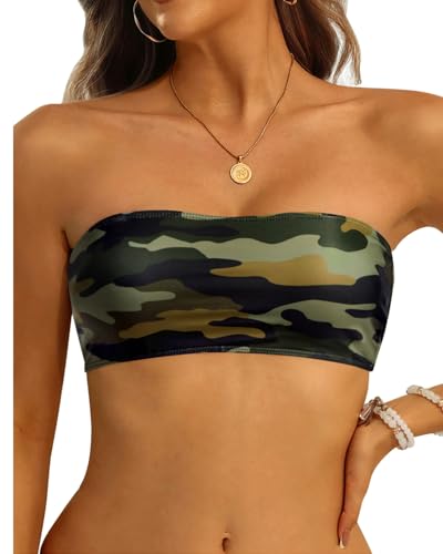 Image of Aqua Eve Women Strapless Bikini Top Only Bandeau Swim Top Tube Top Swimsuit