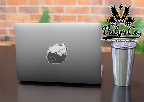 Vulgrco Yin Yang Black White Cute Cats Animal Funny Sticker Vinyl Waterproof Uv Resistant Decal For Phones Laptops Water Bottles Tumblers Boats Cars Trucks Windows Kayak 3" Inch Bumper Stickers #TOP3