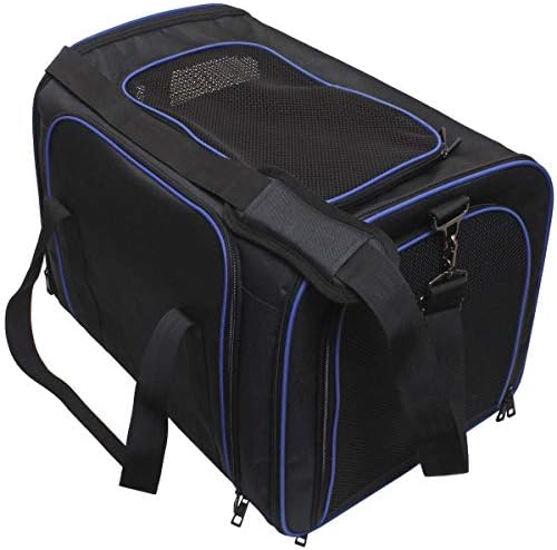 igadgitz Xtra U6999 - Pet Carrier - Black/Blue Trim - XL 40 x 40 x 60cm