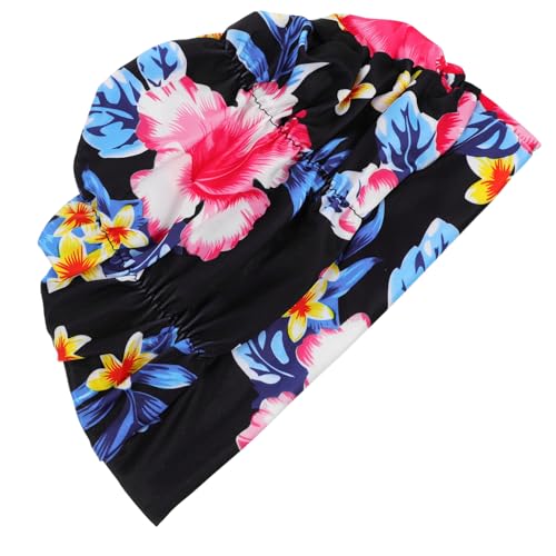BESPORTBLE Gorro De Natación con Protección Auditiva Gorro De Baño Floral Sombrero De Natación De Las Mujeres Gafas De Natación Sombrero De Natación De Moda Gorro De Baño De Tela Women Blue