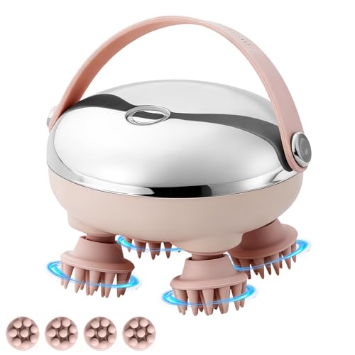 Electric Scalp Massager Yakiter Electric Cordless Hair Scalp Massager with 128 Massage Nodes Handheld Head Scratcher Massager for Stress Relax and Pain Relief - Ideal Gifts for Women and Men مساج