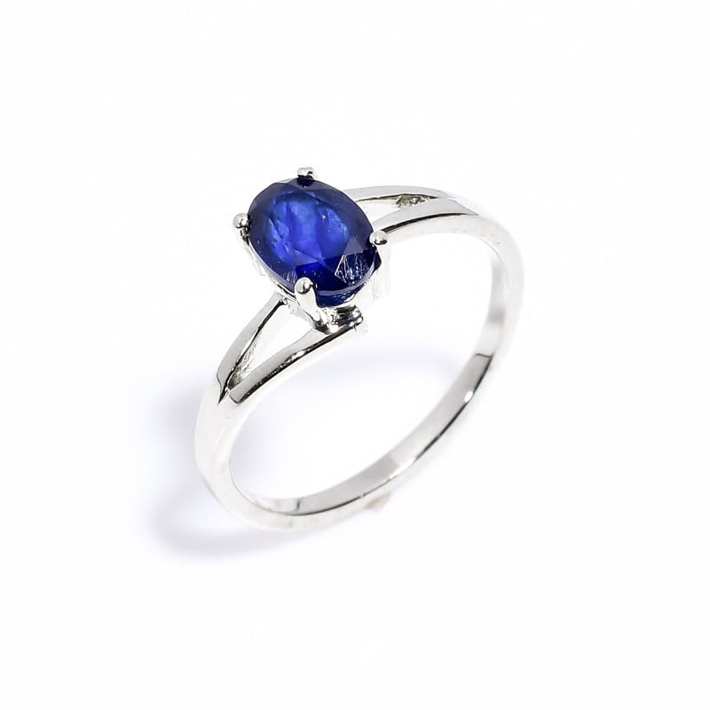 Bague argent 925 saphir bleu fait main, l'excellence du solitaire ovale