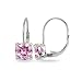 Sterling Silver Colored Cubic Zirconia Cushion-cut 7x7mm Leverback Earrings