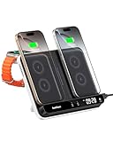 SwanScout Wireless Charger for Apple Watch and Phone, Dual Phone Charger for iPhone 17/16/15/14 Series, for Apple Watch Ultra/11/10/9/8/7/6, for AirPods 4/Pro 2/Pro/3, SwanScout 710A (Black & White)