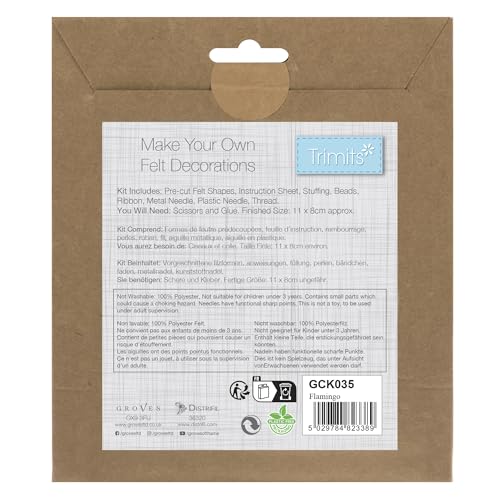 Trimits Felt Decoration Kits, 12 x 9.5cm, Flamingo - Image 3
