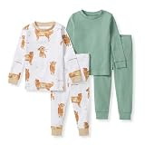 Burt's Bees Baby Organic Cotton Pajamas for Boys, Long Sleeve and Pants Pajama Set, Stretchy Wrist and Ribbed Cuffs, No-Pill Ring-Spun Fabric for Toddlers and Kids Sleepwear