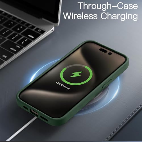 Image of KARWAN️ Hybrid Transparent iPhone 14 Plus Back Cover Case Compatibe with MagSafe | Shockproof Design |Camera Protection Bump | Transparent Back Cover Case for iPhone 14 Plus(PC, TPU | Green Bumper)