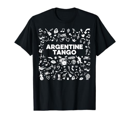 I Love Argentine Tango Music T Shirt - Maglietta Musica Latina Maglietta