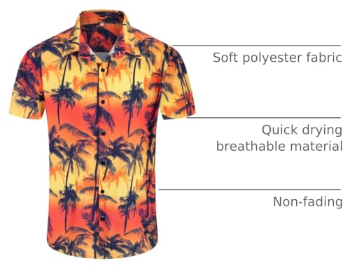 Image of Yoimira Hawaiian Shirts for Men, Print Mens Casual Short Sleeve Button Down Shirts Floral Aloha Beach Shirt