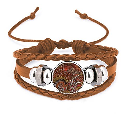 Bracelet en cuir poisson coloré et motif gravé pour homme et femme