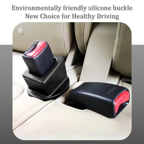 Image of HZEL Car Seat Belt Buckle Holder, 2PCS Silicone Easy Access Vehicle Seatbelt Booster, Automotive Safetybelt Fixer Accessories to Make Buckling Upright Positioning, Universal for Most Cars (Black)