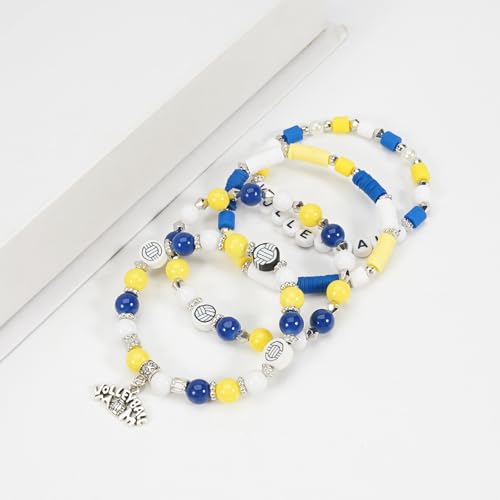 Image of Football Baseball Soccer Beaded Bracelets for Women Stackable Game Day Sports Theme Bracelet