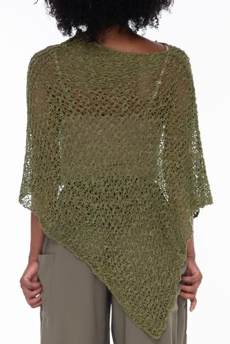 Image of SHU-SHI Summer Ponchos For Women Lightweight Sheer Popcorn Knit Sweater Cape Pullover
