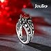 Jeulia 2.55ct Skull Engagement Ring Sets Sterling Silver Heart Cut Red Diamond Ruby Rings Cubic Zirconia Wedding Promise Anniversary Romantic Jewelry for Women Grils Bridal with Gift Box (black, 7)