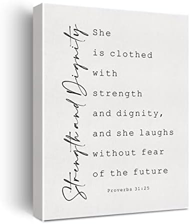 Inspirational Bible Verse Canvas Print Decor Proverbs 31 : 25 Christian Wall Painting Posters 12”X15...