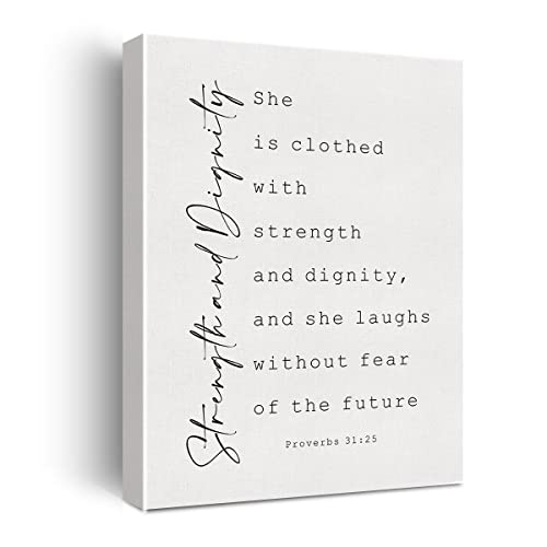 Inspirational Bible Verse Canvas Print Decor Proverbs 31 : 25 Christian Wall Painting Posters 12”X15...