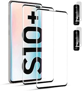 FQDDZ For Samsung Galaxy S10 Plus HD Screen Protector + Camera Lens Protector, [2+2 Pcs] Support Fingerprint Unlock, 3D Full Coverage, 9H Hardness, Scratch Resistance, Compatible with Galaxy S10 Plus