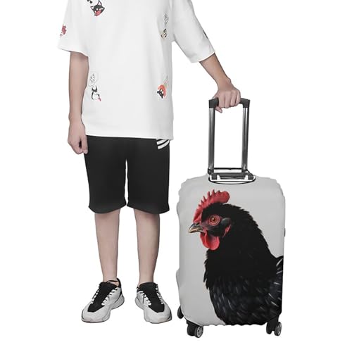 Black Chicken Luggage Cover Tsa Approved Suitcase Covers for Luggage Elastic Washable Suit Case Covers Anti-Scratch Travel Luggages Sleeve Suitcase Protector Fits 19-30 Inch Case(L) 7