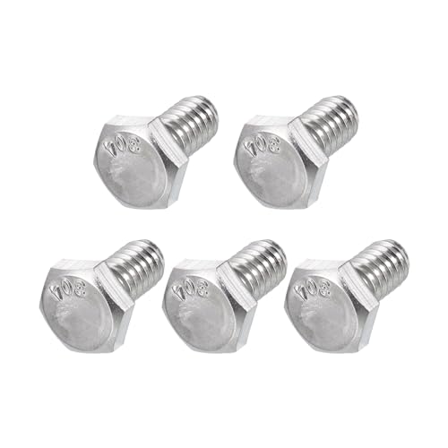 Image of METALLIXITY Hex Head Bolts (1 /4-20 x 1 /2 inch) 5Pcs, 304 Stainless Steel 18-8, Fully Threaded, External Hex Drive, Plain Finish, Hex Head Screw Bolt, Silver