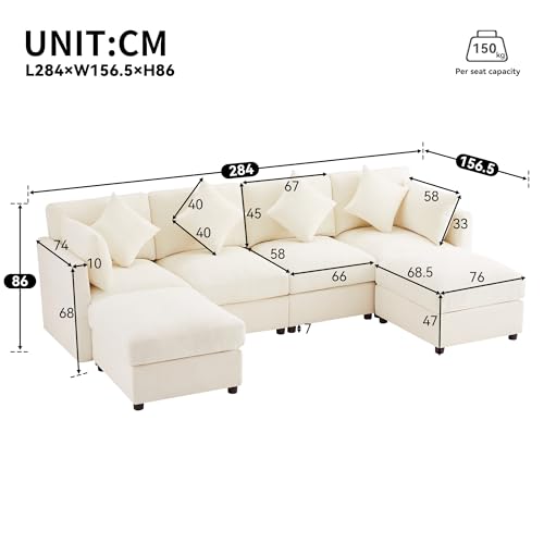 Canapé d’angle convertible modulable 284 cm, Yihomfy