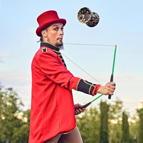 DIFLAX Diabolostäbe 2er Pack, Diabolo Handstäbe aus Fiberglasrohr mit Eva-Schaumgriff Durchmesser Mittel in Profi-Qualität Jongliergeräte (Grün)