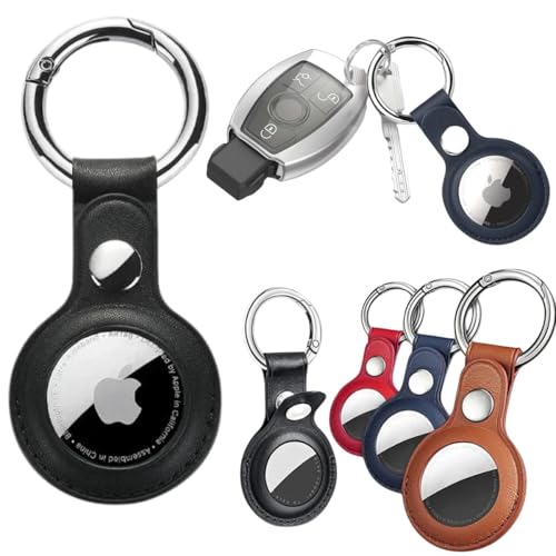 Kit Chaveiro para AirTag - 2 ou 3 Unidades - Couro Sintético Premium - Azul, Preto ou Marrom (3un (P