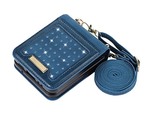 Housse de protection Samsung Z Flip 3 contre les rayures avec porte-cartes bleu