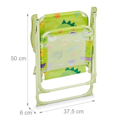 Relaxdays Kinder Klappstuhl, Campingstuhl mit Monster-Motiv, HBT 51,5x36x37,5 cm, Picknickstuhl outdoor, Faltstuhl, bunt