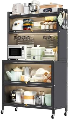 Metal Pantry Storage Cabinet with Flip Doors - Steel Kitchen Sideboard on Wheels, Anti-Tip Design for Home & Office, Versatile Pantry Organizer (White, 100x40x180.5cm)