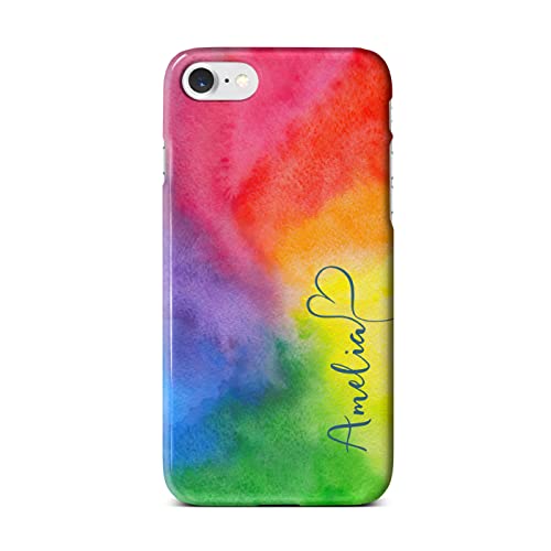 iCaseDesigner Personalised Painting Watercolour Name with Heart Phone Case Compatible with iPhone 7+ / 8+ Plus. 13. Rainbow Swirl Vertical Name