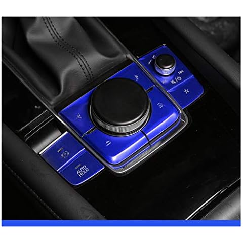 Oritech 8 pcs Interior Switches Trim for Mazda 3 CX-30 CX30 2019 2020 2021 Center Console Auto Hold Switch P Button Multi-Media Button Cover Trim Aluminum Stickers Blue Cover