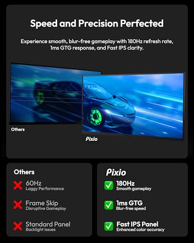 Image of Pixio PX277 Prime Neo 27 inch 180Hz Refresh Rate QHD 1440p Resolution Fast IPS Panel 1ms GTG Response Time Gaming Monitor with Adaptive Sync and Fully Adjustable Stand